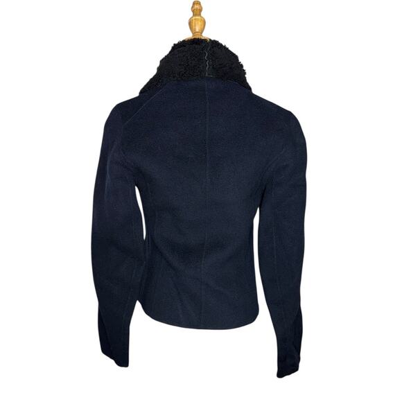 Vince Shearling Collar Double Faced Wool Jacket Size Small Motorcycle Rocker - Picture 9 of 11